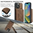 thumbnail image 6 of ELEHOLD Luxury Wallet Case for iPhone 14 Pro Max PU Leather Purse Case with Detachable Card Slots Zipper Pocket Kickstand Function Shockproof Case 6.7 inch -Brown, 6 of 9