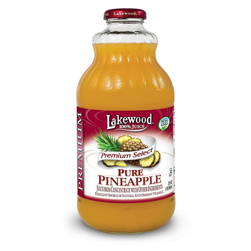Lakewood Premium Juice, Pure Pineapple, 32 Ounce (Pack of 6) Walmart