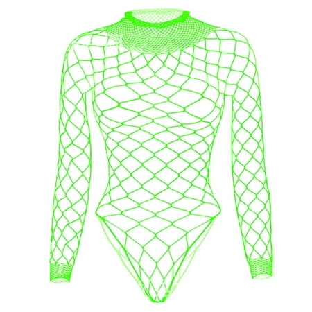 

Sngxgn Women Fishnet Bodystocking Attached Stockings Fasion Lingerie Crotchless Bodysuit One Piece One Size Bodysuit Lingerie Green M