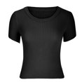 thumbnail image 4 of Blusa superior sexy de manga corta sólida con cuello redondo de verano para mujer con estilo OAVQHLG3B Store lin121212, 4 of 5