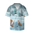 thumbnail image 3 of Cauagu Gnome And Red Fox Fishing Men's Short Sleeve Button Down Hawaiian Shirt for Men Bowling Shirts Casual Summer Beach Shirt,4X-Large, 3 of 6