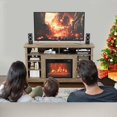 thumbnail image 7 of 2025 New 58 Inch Farmhouse TV Stand with 23" 1400W Electric Fireplace, Wood Entertainment Center TV Console Cabinet with Open Storage Shelves, Remote Control, 3 Level Adjustable Flame, Timer, 7 of 7