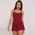thumbnail image 1 of Pijama de mujer sexy con tirantes y pantalones cortos, pijama de dos piezas, traje de mujer de color liso a rayas, ropa de casa, pijama, 1 of 6