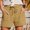 Khaki women elastic waist shorts with pockets a1, variant on BRELIL Women's Elastic Waist Shorts with Pockets Casual Solid Lounge Shorts Beach Vacation Summer Outfits Loose Fit Travel Trousers, White L