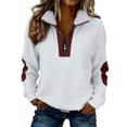 thumbnail image 3 of sckarle Half Zip Sweatshirt for Women Long Sleeve Oversized Color Block Trendy Pullover Elbow Patchwork Loose Fit Tunic Tops Spring Fall Dressy Blouse White,XXXL, 3 of 8
