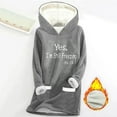 thumbnail image 2 of Feancey Fleece Pullover Hoodies for Women Letter Print Hooded Sweatshirts Winter Sherpa Lined Thermal Tops Loungewear Pajamas with Pockets Gray L, 2 of 4