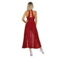 thumbnail image 3 of IEFIEL Womens Sleeveless Lyrical Dance Dress Illusion Deep V-neck Mesh Split Maxi Dress Flowy Modern Dance Leotard Burgundy XXL, 3 of 7