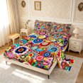 thumbnail image 2 of meiyoeat Vibrant Floral King Sheets For Men Women,Multicolor Pattern Bedding,Rainbow,4-Piece1 Flat Sheet, 1 Fitted Sheet and 2 Pillowcases, 2 of 6