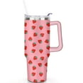 thumbnail image 2 of 40oz Cute Red Strawberry Stainless Steel Flip Straw Tumbler Spill Proof Travel Cup Double Wall Vacuum Insulated Coffee Mug with Top Handle, 2 of 6