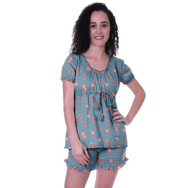 Moomaya Pyjama en Coton pour Femmes, Ensemble de Nuit 2 Pcs avec Shorts, Ensembles de Pyjama avec Shorts