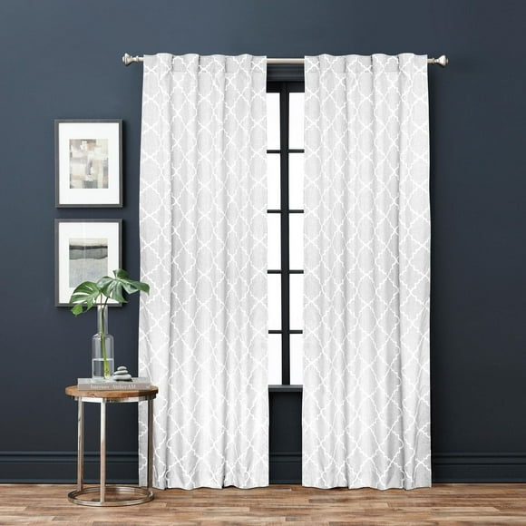 Hometrends Natalie 84" Light Filtering Drapery Window Curtain Panel, Back Tab, White