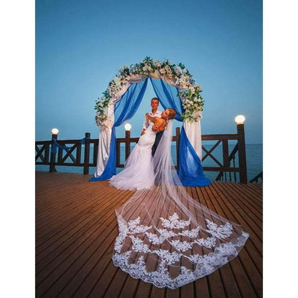 3m blanco velo de novia de una sola capa velo de novia bordado de encaje suministros nupciales Bodega Aurrera en linea