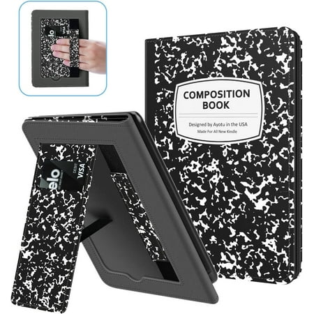 Ayotu Stand Case for 6" All-New Kindle 11th Generation 2022 Release, Premium PU Leather Cover with Hand Strap, Auto