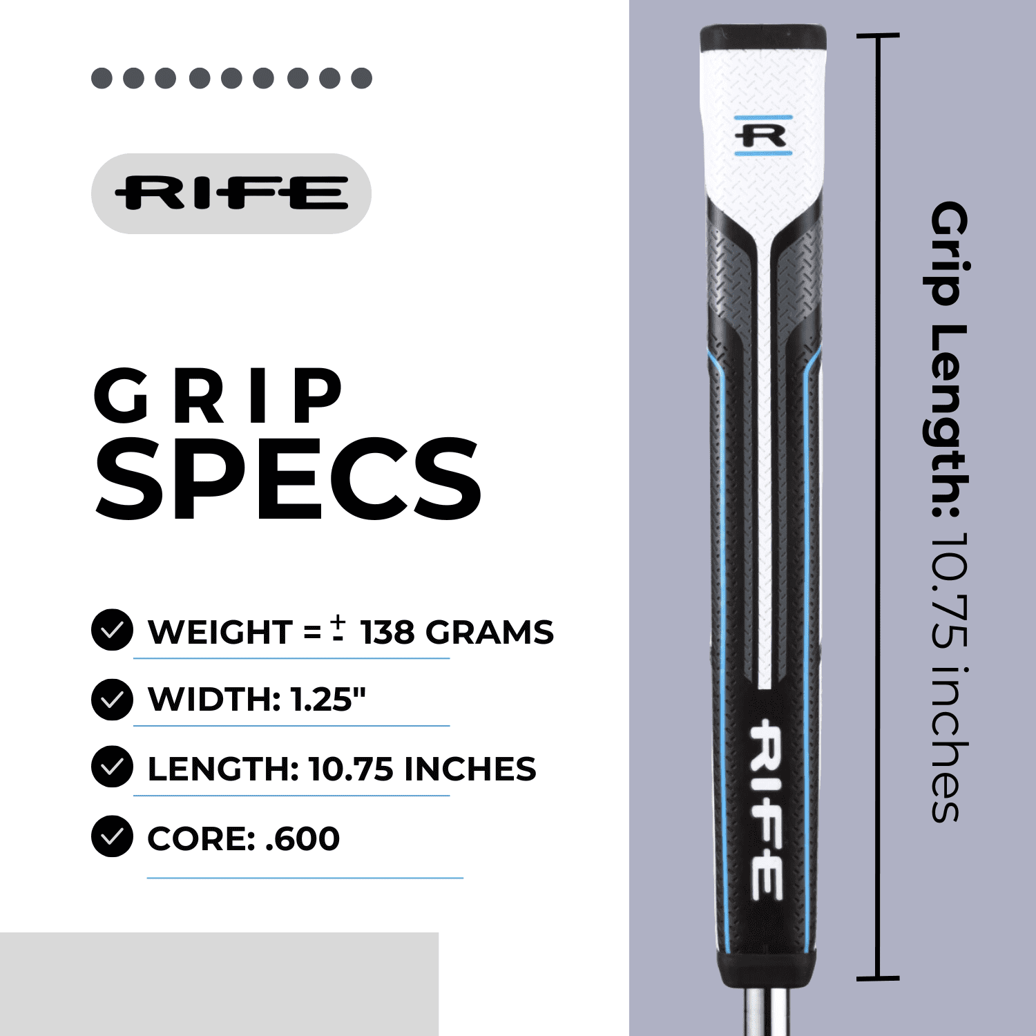 3 PACK Rife RG 4.0 Golf Putter Grip Set