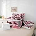 thumbnail image 5 of Homewish Pink Leopard Print Bedding Comforter Set for Female, Fashion Glitter Stripes King Bedding Sets, Modern Abstract Ombre Bed Sheets, Ultra Soft Bedroom Decor, 5 of 7