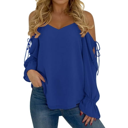 - Nlife Women Chiffon Cold Shoulder Spaghetti Strap Blouse