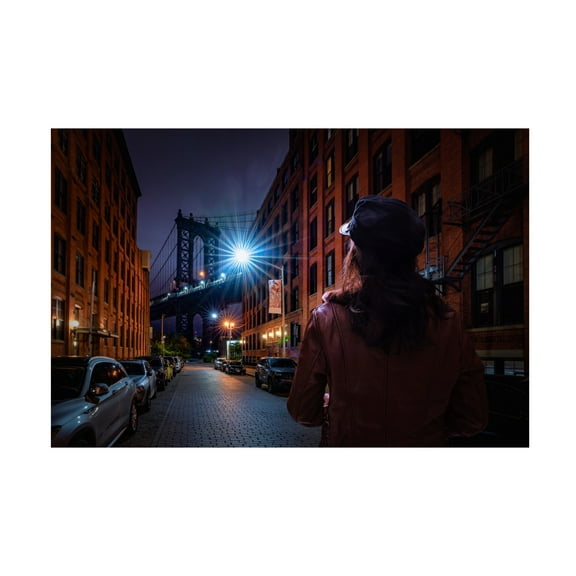 Canvas Wall Art - Patrick Foto 'Manhattan Bridge' Wall Art for Living Room, Bedroom, or Office Décor by Trademark Fine Art - 19 x 12 Inches