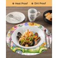 thumbnail image 3 of 15 Inch Round Placemats Set of 4, Spring Easter Non Slip Heat Insulation PP Table Mats, Colorful Eggs Floral Truck Butterflies Pink Plaid Washable Place Mats for Kitchen Dining Party Table Decor, 3 of 7