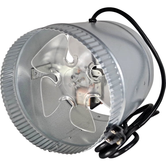Suncourt Inductor® 8” Corded Axial In-Line Booster Duct Fan – DB208C — Residential Use, Standard Application