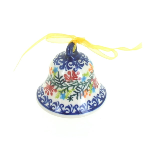 Blue Rose Polish Pottery Winter Cardinal Small Bell