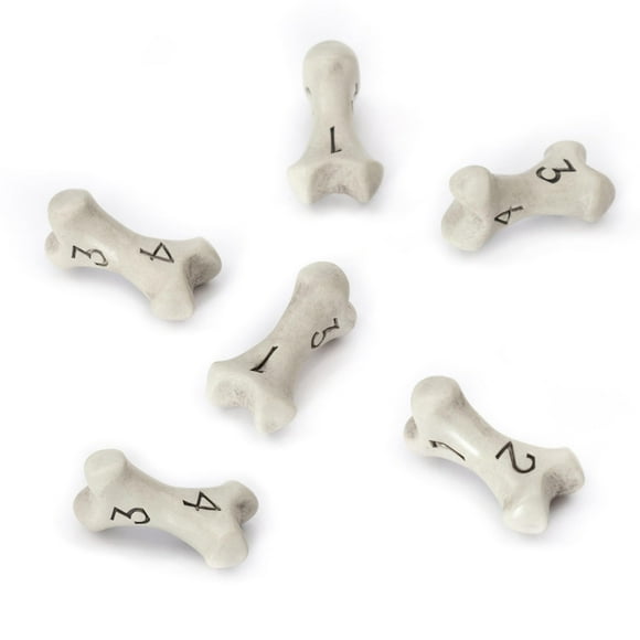 Ensemble de 4 dés - Ensemble de Six dés à 4 Côtés - dés RPG à Thème Crâne et Os. Cadeau Cool et Unique pour Donjons et Dragons (DND), Warhammer, D&D, Pathfinder, D&D. (Os Blanc Propre)