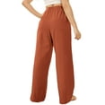 thumbnail image 4 of Women's Pants Casual Elastic High Waisted Wide Leg Pants Rust Brown XS Palazzo Pants with Pockets, 4 of 5