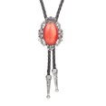 thumbnail image 1 of Corbata de bolo Salvador Oval Disfraz Regalo Western Cowboy Ajustable Cuero Rojo, 1 of 4