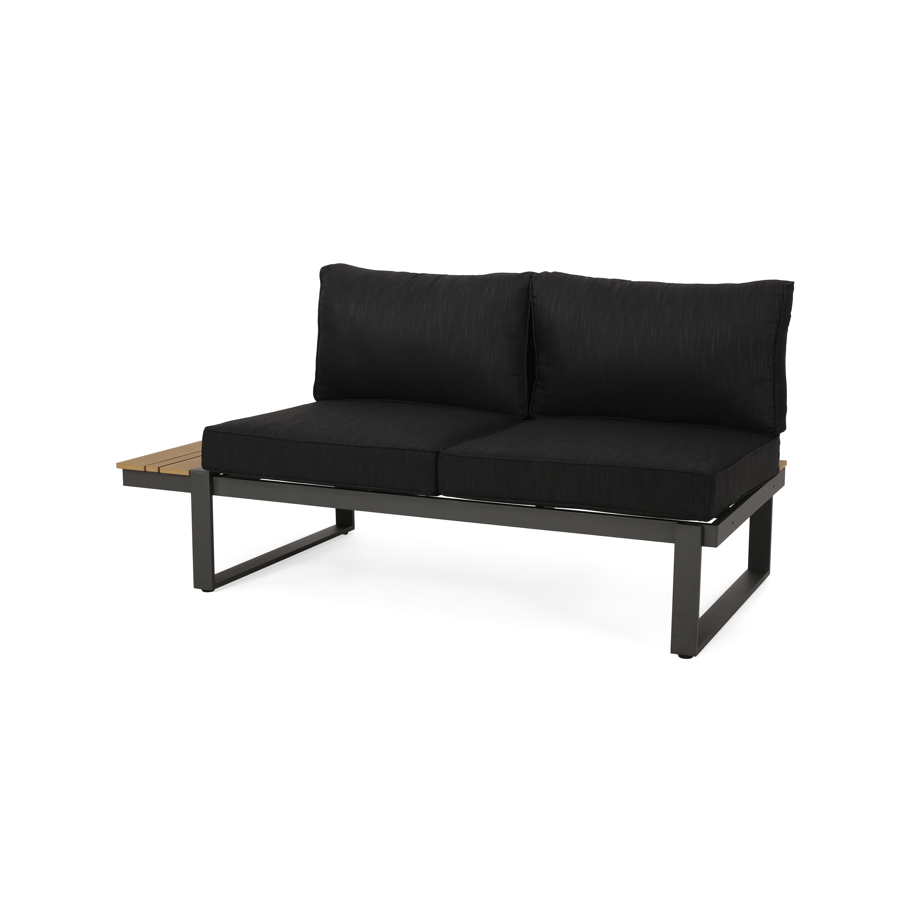 Outdoor Left Arm Combined Sofa Seat, Aluminum Frame Splicing Leisure Couch for Patio Garden, Dark Gray
