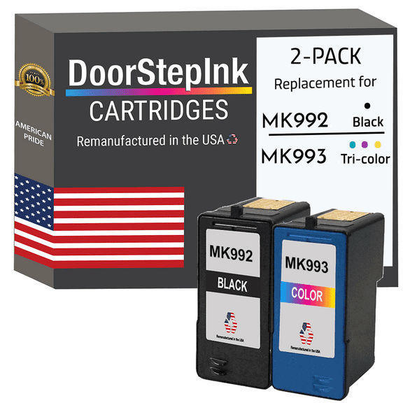 Remanufactured DoorStepInk Ink Cartridges for Dell Series 9 MK992 Black, MK993 Tri-Color