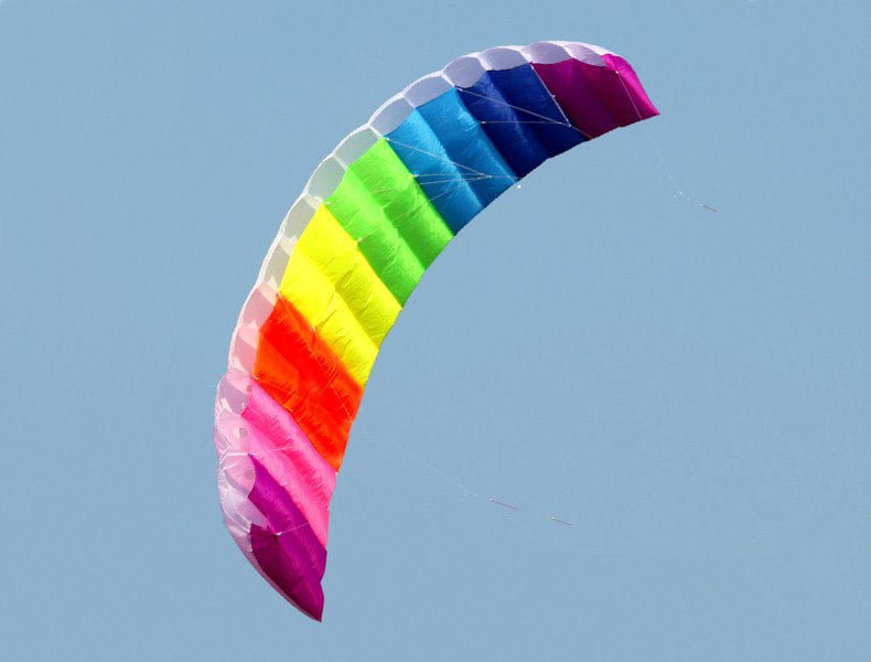 2x Rainbow Pocket Parafoil Kite Long Flying Tail Pouch Easy Kids Outdoor Toy 