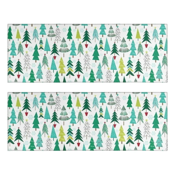 Kitchen Rugs Sets Of 2,Green Christmas Tree Pattern Anti Fatigue Kitchen Mat Rugs Non Slip Washable,Decorative Kitchen Floor Mats for Kitchen,Sink,Laundry,17"X47"