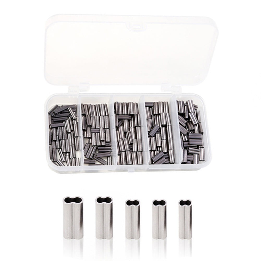 Mosiee 250Pcs Double Copper Fishing Tube Fishing Wire Pipe Sleeves Connector