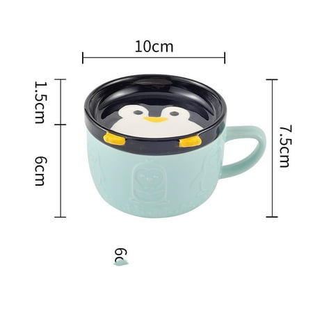 

Homeex Japanese Style Cute Cartoon Pet Cover Ceramic Coffee Cup Penguin