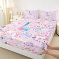 thumbnail image 4 of jejeloiu Kawaii Animal Unicorn Bed Sheets For Girls,Rainbow Initial Letter L King Sheets For Kids,4-Piece, 4 of 6
