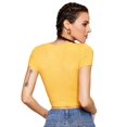 thumbnail image 3 of Top corto SweatyRocks básico de manga corta para mujer, amarillo, 3 of 5