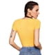 thumbnail image 3 of Top corto SweatyRocks básico de manga corta para mujer, amarillo, 3 of 5
