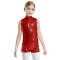 thumbnail image 3 of iiniim Kids Girls Sequins Sleeveless Short Jumpsuit Ballet Dance Biketard Gymnastics Leotard Unitard Red 16, 3 of 6