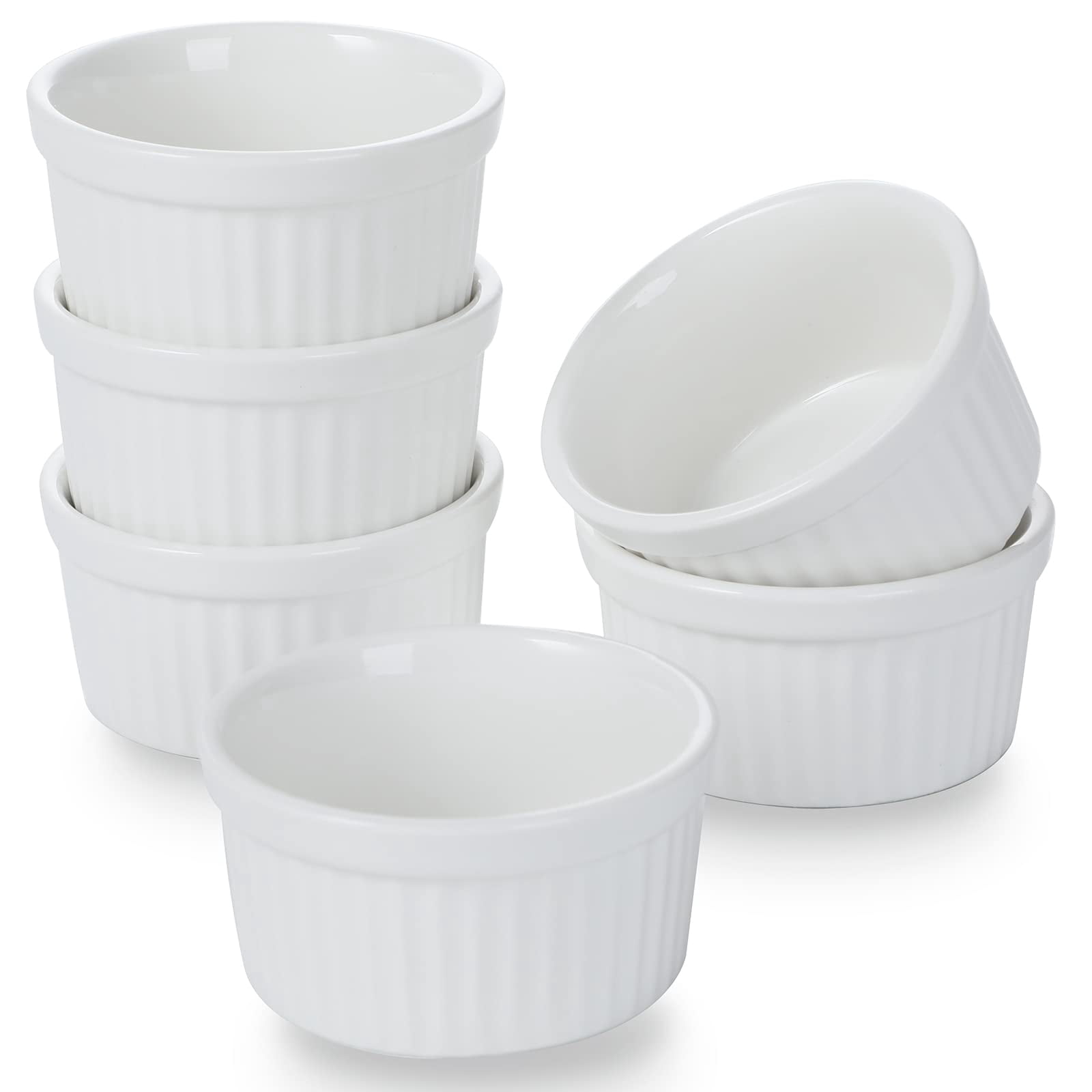 3.5 oz Ramekins - 6 pcs Porcelain Ramekins Dishes for Souffle,Creme ...