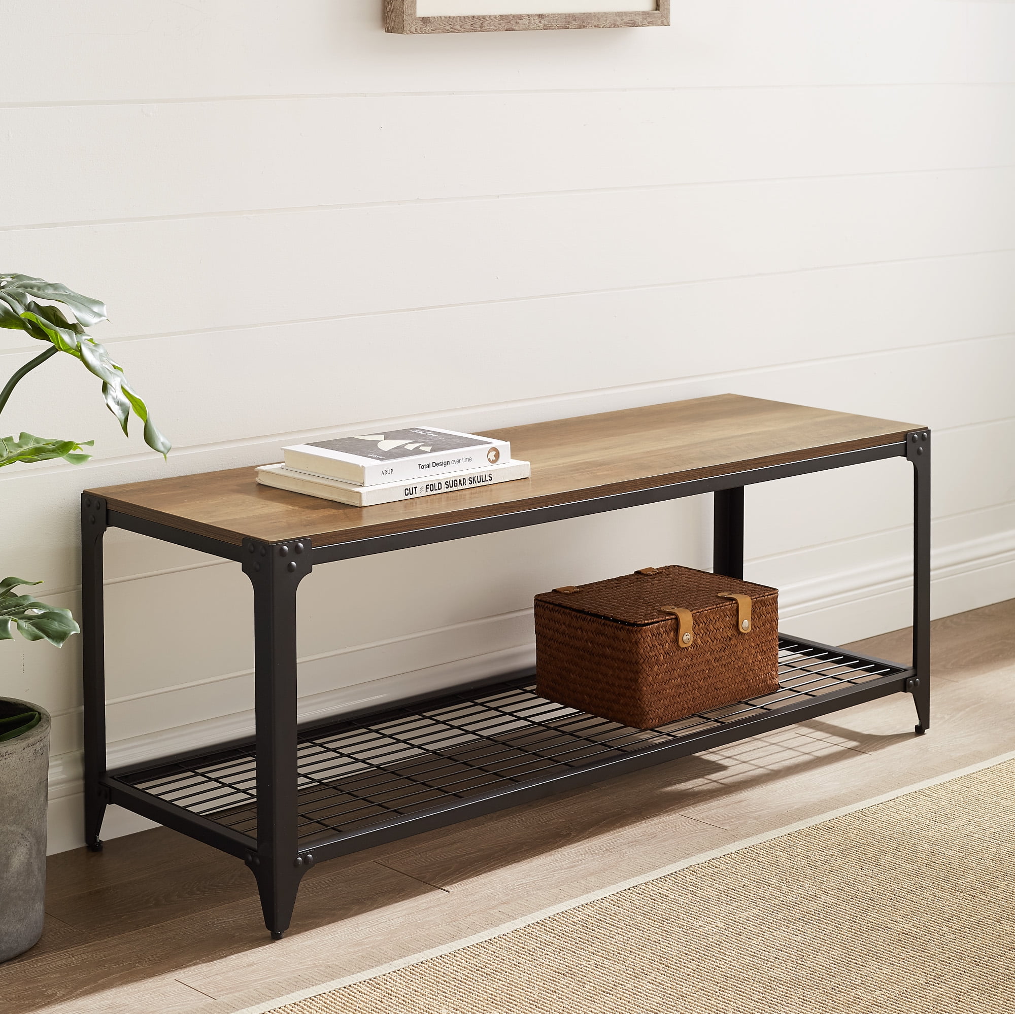 Wilson Riveted Reclaimed Barnwood Entry Bench by River Street Designs