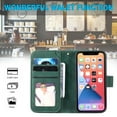 thumbnail image 2 of Allytech Luxury Wallet Case for iPhone 15 Plus with Wrist Strap, [9 Card Slots] [1 Cash Pocket] Premium PU Leather + Soft TPU Shockproof Magnetic Clasp Kickstand Protective Case, Green, 2 of 21