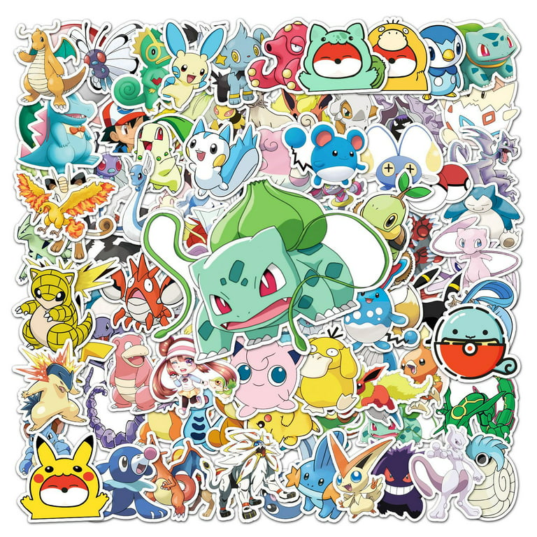 Stickers for Cute Anime Pokemon Teens Adults Girls,100 Pcs Cool Pikachu  Cartoon Monsters Waterproof Stickers for Water Bottle,Laptop,Skateboard  Hydroflask,Phone,Notebook,Vinyl Stickers Decals 