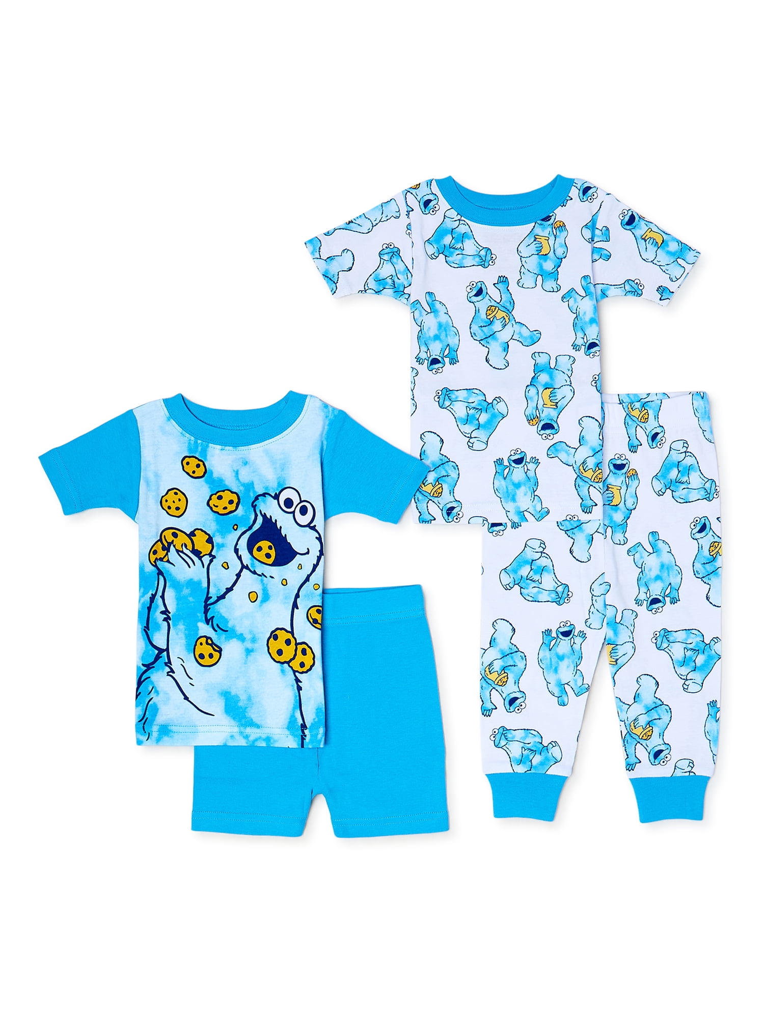Cookie Monster Baby Boy T-Shirt, Short, and Pants Pajama Set, 4-Piece,  Sizes 9M-24M