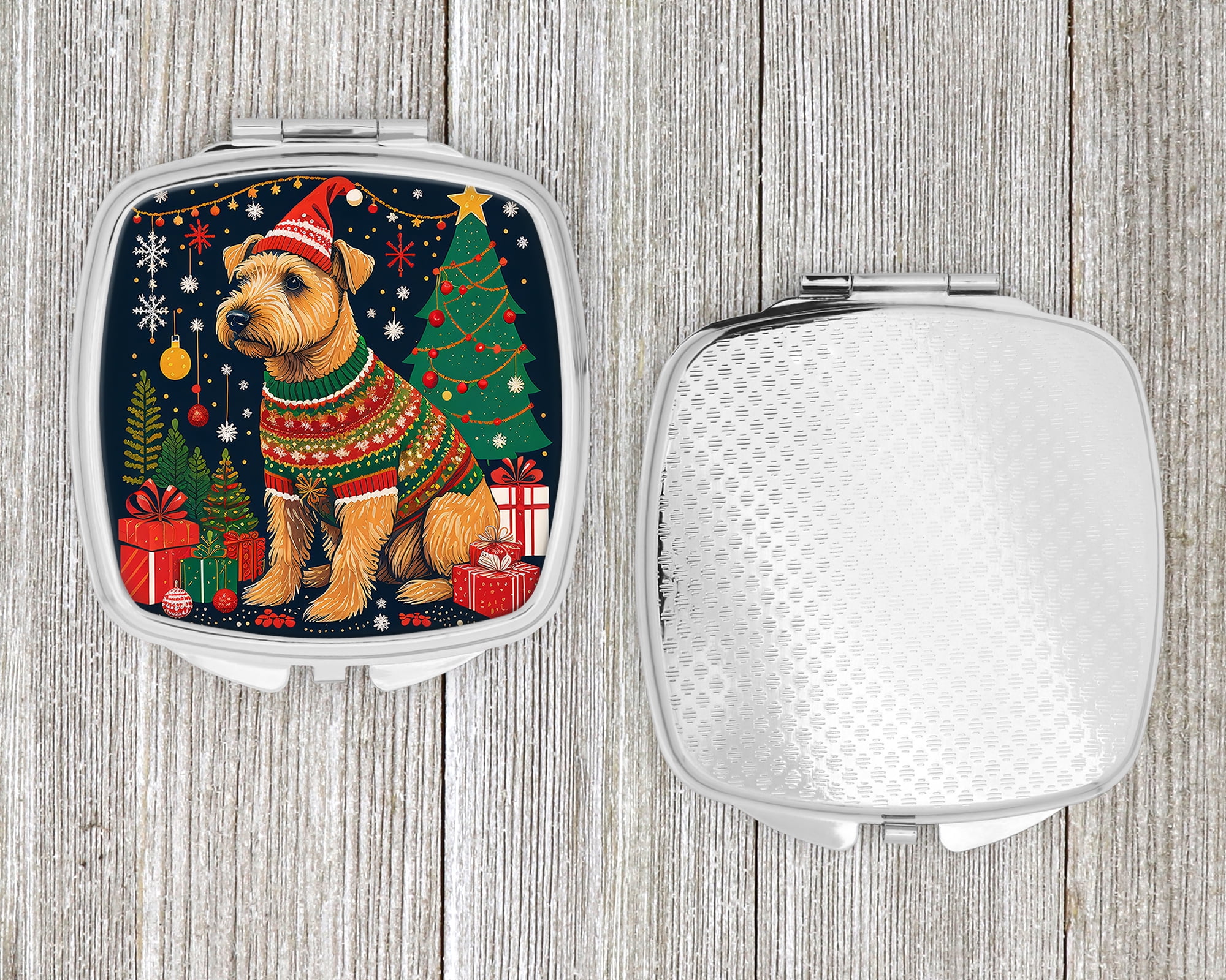 Lakeland Terrier Christmas Compact Mirror 2.75 in x 3 in