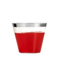 thumbnail image 4 of 100 Silver Plastic Cups 9 Oz Clear Plastic Cups Old Fashioned Tumblers Silver Rimmed Cups Fancy Disposable Wedding Cups Elegant Party Cups with Silver Rim, 4 of 7