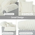 thumbnail image 5 of Harper & Bright Designs Modern Chaise Indoor Lounge, Cloud Sofa Bed Chair, Faux Rabbit Fur Fabric Lounge Chaise with Pillows for Living Room, Beige, 5 of 18