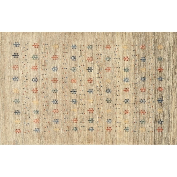 Ahgly Company Indoor Rectangle Contemporary Light Copper Gold Abstract Area Rugs, 5' x 8'