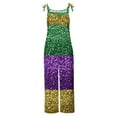thumbnail image 5 of Buigttklop Womens Off-Shoulder Jumpsuit Colorful Adjustable Straps Mardi Gras Romper Sleeveless Carnival Print Cotton Linen Overall, 5 of 5