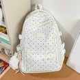 thumbnail image 3 of Polka Dots School Backpack, Aesthetic Backpack with Pendant, Multi-layer School Backpack for College Work Travel (White), 3 of 7