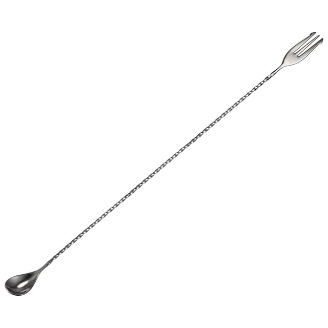 Cuchara de mezcla Uxcell, cuchara de cóctel de acero inoxidable de 20 pulgadas, patrón espiral para bartender o uso en casa negro
