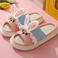 thumbnail image 5 of House Slippers for Woman Thick Heel Open Toe Slip-on Slides Flats Casual Winter Indoor Outdoor Warm Solid Color Home Flat Shoes for Women Pink 7.5, 5 of 8